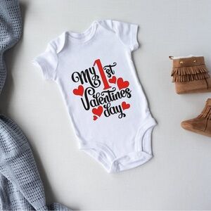 Valentine's Day Baby Onesie - White and Red